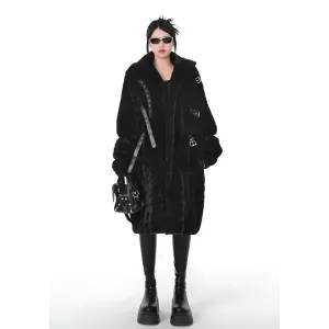 Luxurious Faux Fur Jacket with Belt Fastening for Y2K Gothic Style