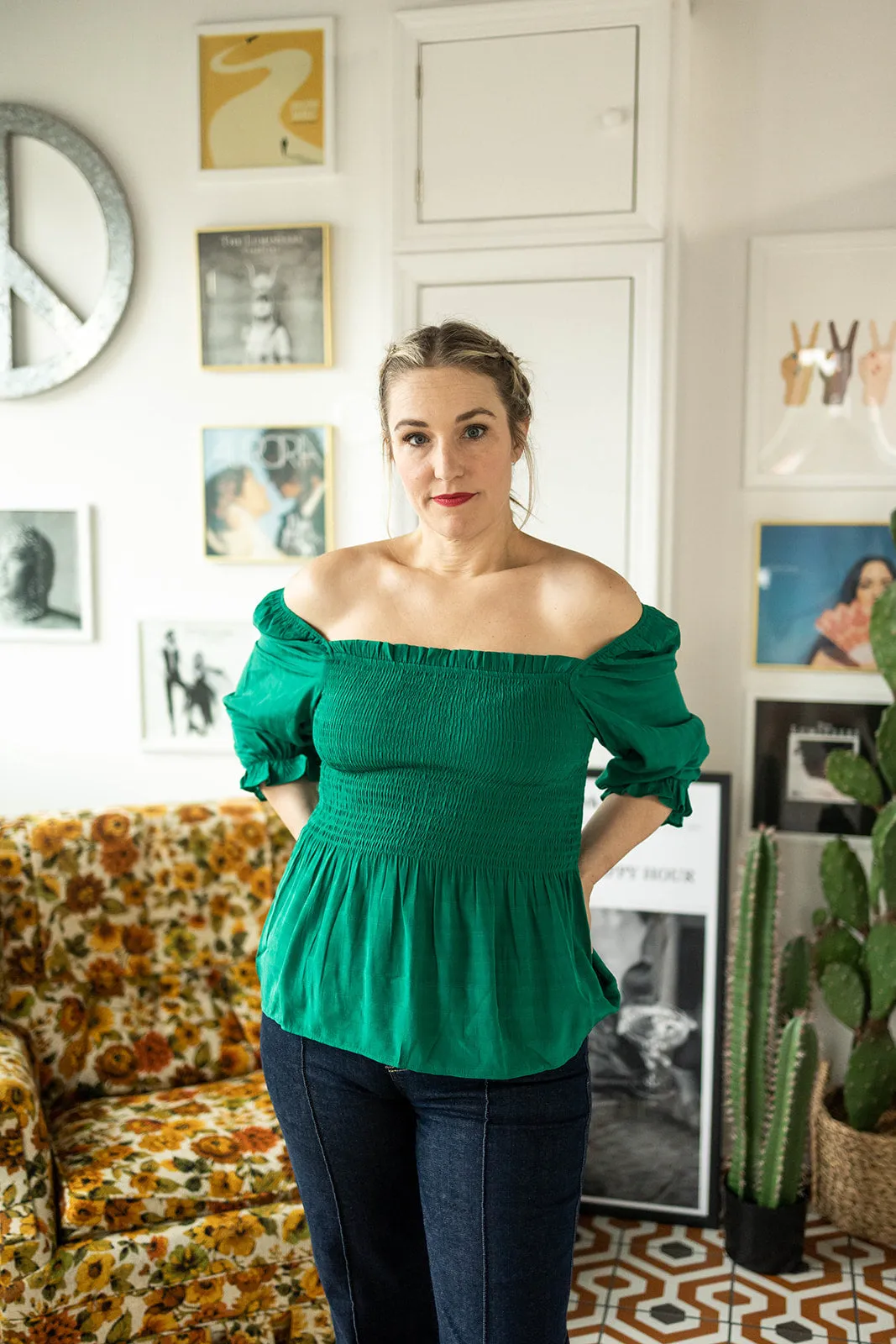 lynlee smocked top in green