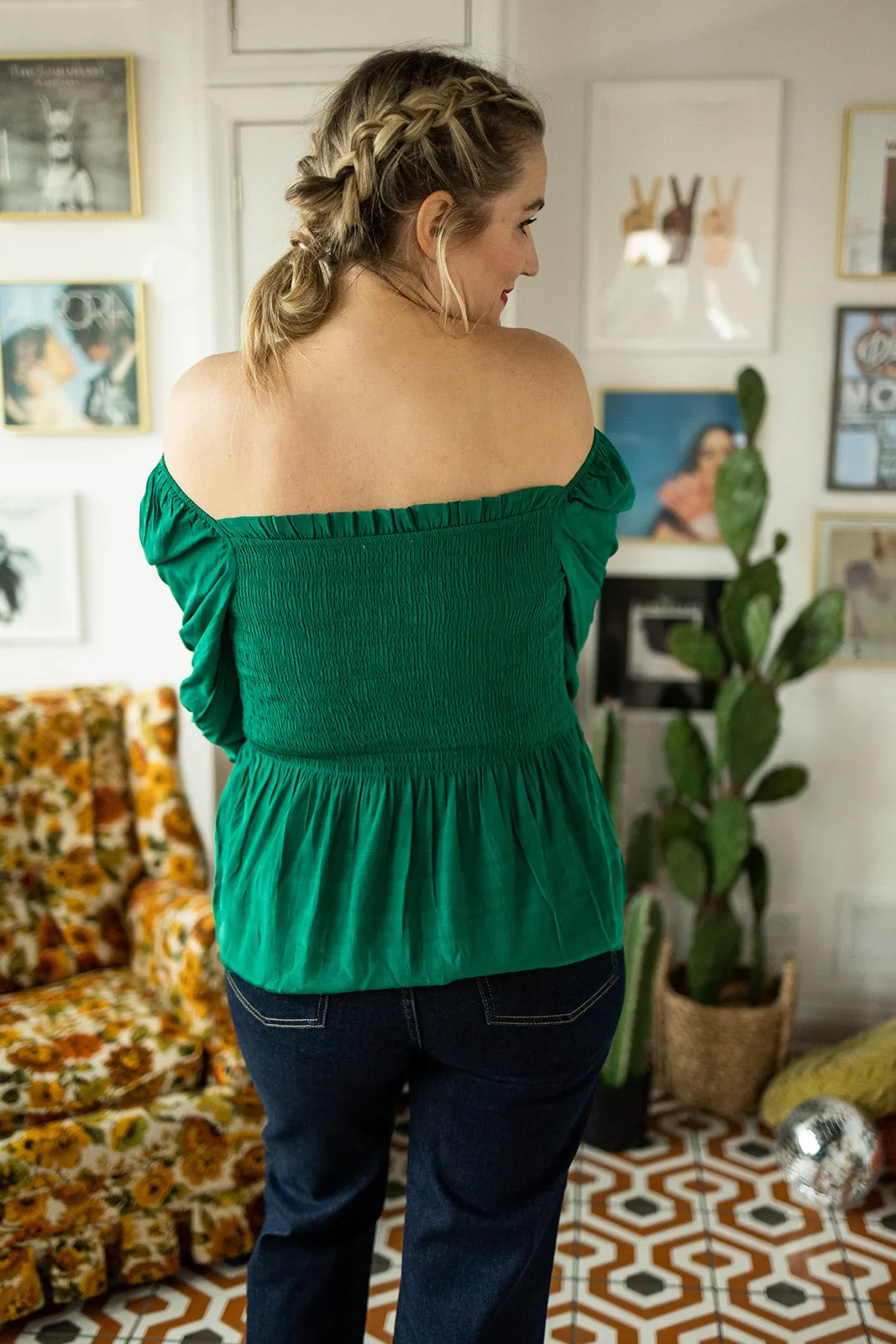 lynlee smocked top in green