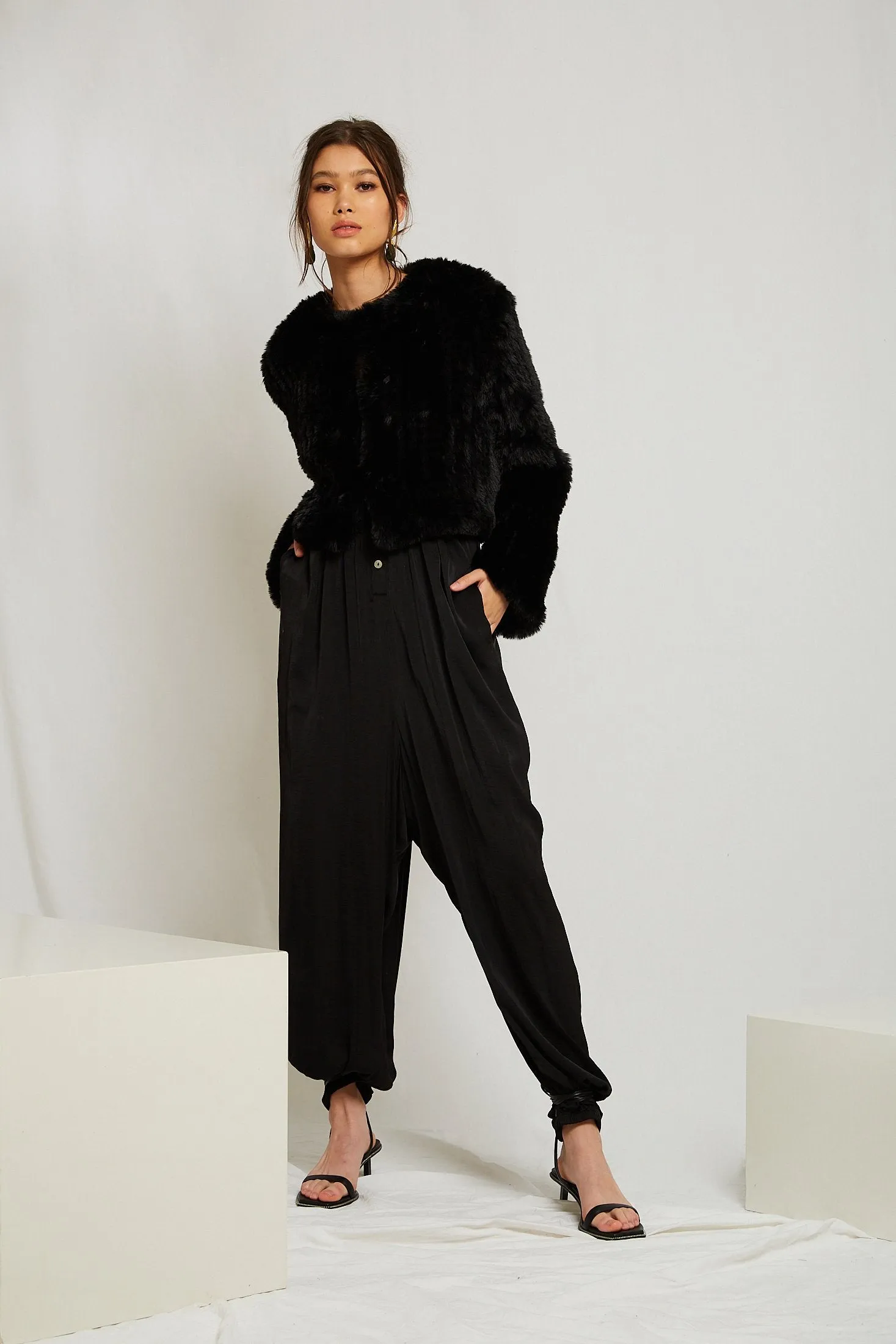 Macie Faux Long Sleeve Jacket in Onyx