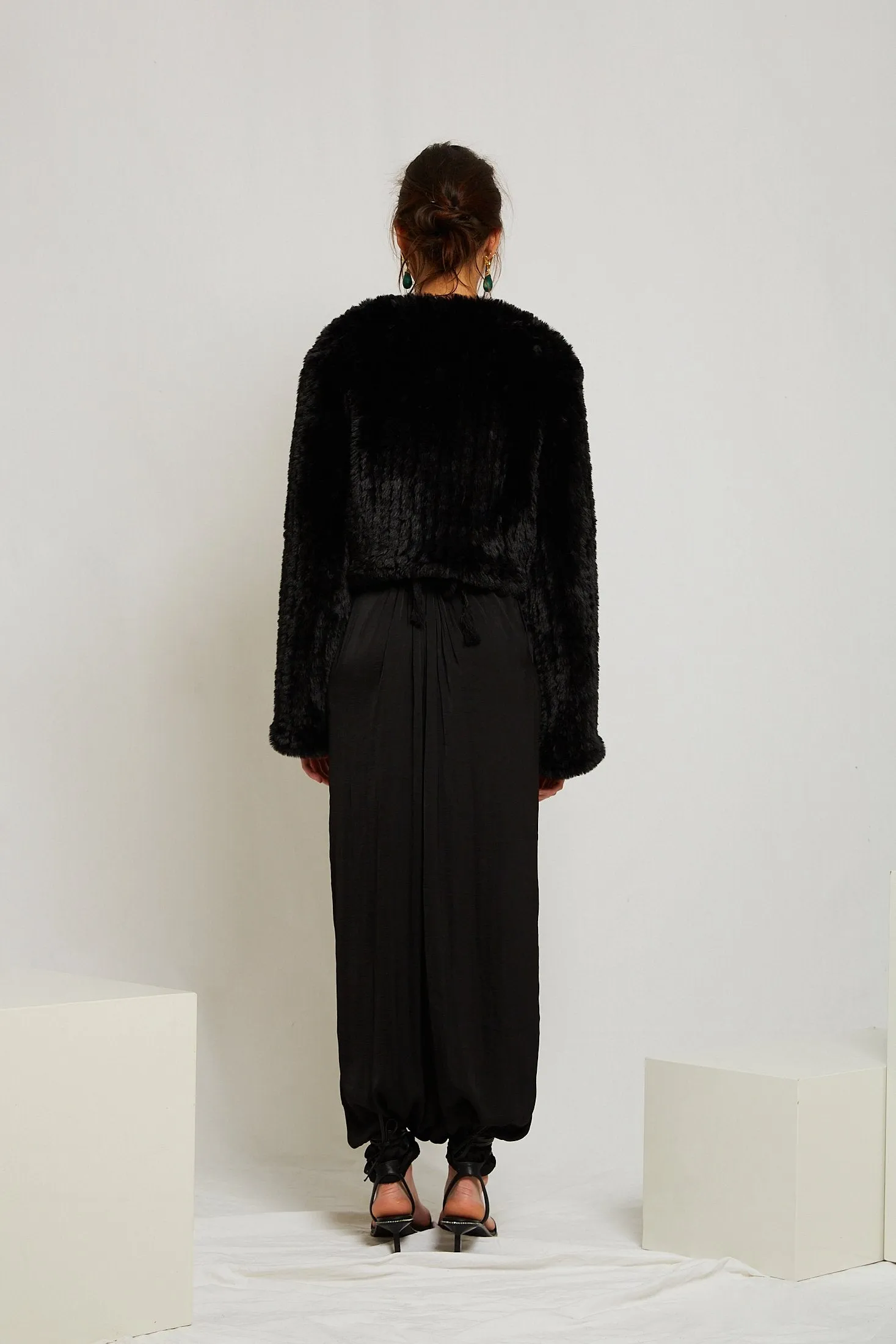 Macie Faux Long Sleeve Jacket in Onyx