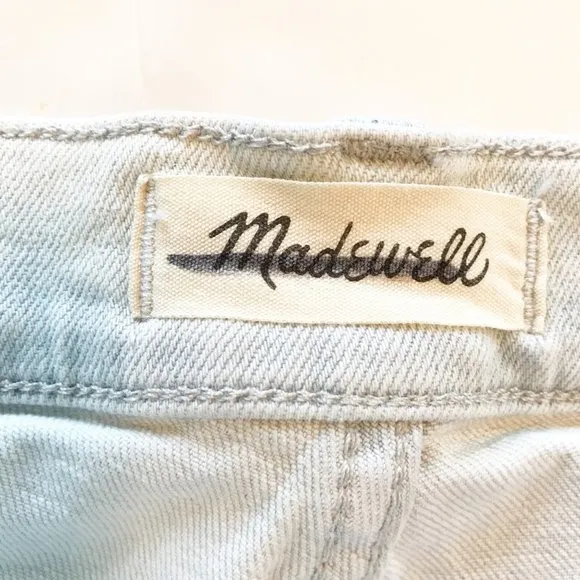 MADEWELL The Perfect Vintage Wide Leg Crop Jeans Bosworth Wash Raw Hem Womens 32