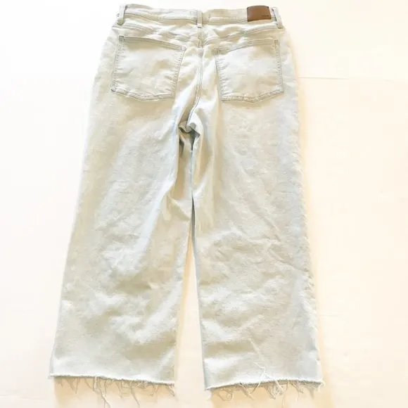 MADEWELL The Perfect Vintage Wide Leg Crop Jeans Bosworth Wash Raw Hem Womens 32
