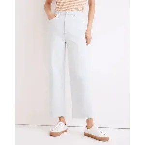 MADEWELL The Perfect Vintage Wide Leg Crop Jeans Bosworth Wash Raw Hem Womens 32
