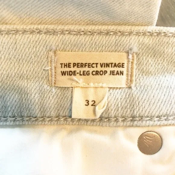 MADEWELL The Perfect Vintage Wide Leg Crop Jeans Bosworth Wash Raw Hem Womens 32