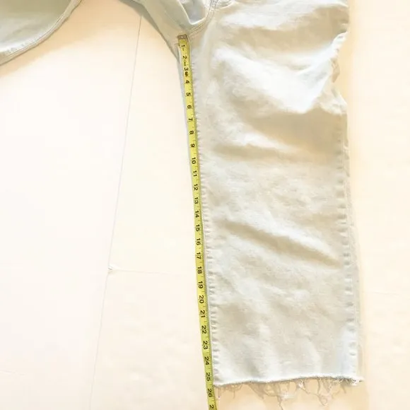 MADEWELL The Perfect Vintage Wide Leg Crop Jeans Bosworth Wash Raw Hem Womens 32