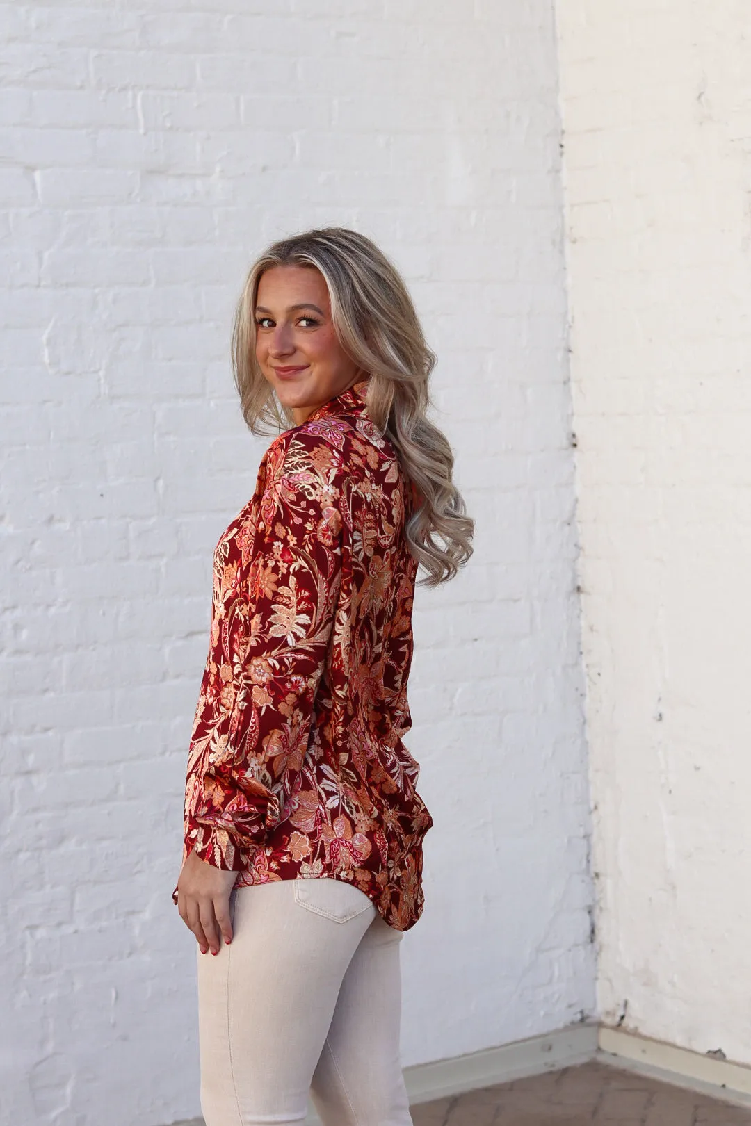 Marcella Satin Button Up Top