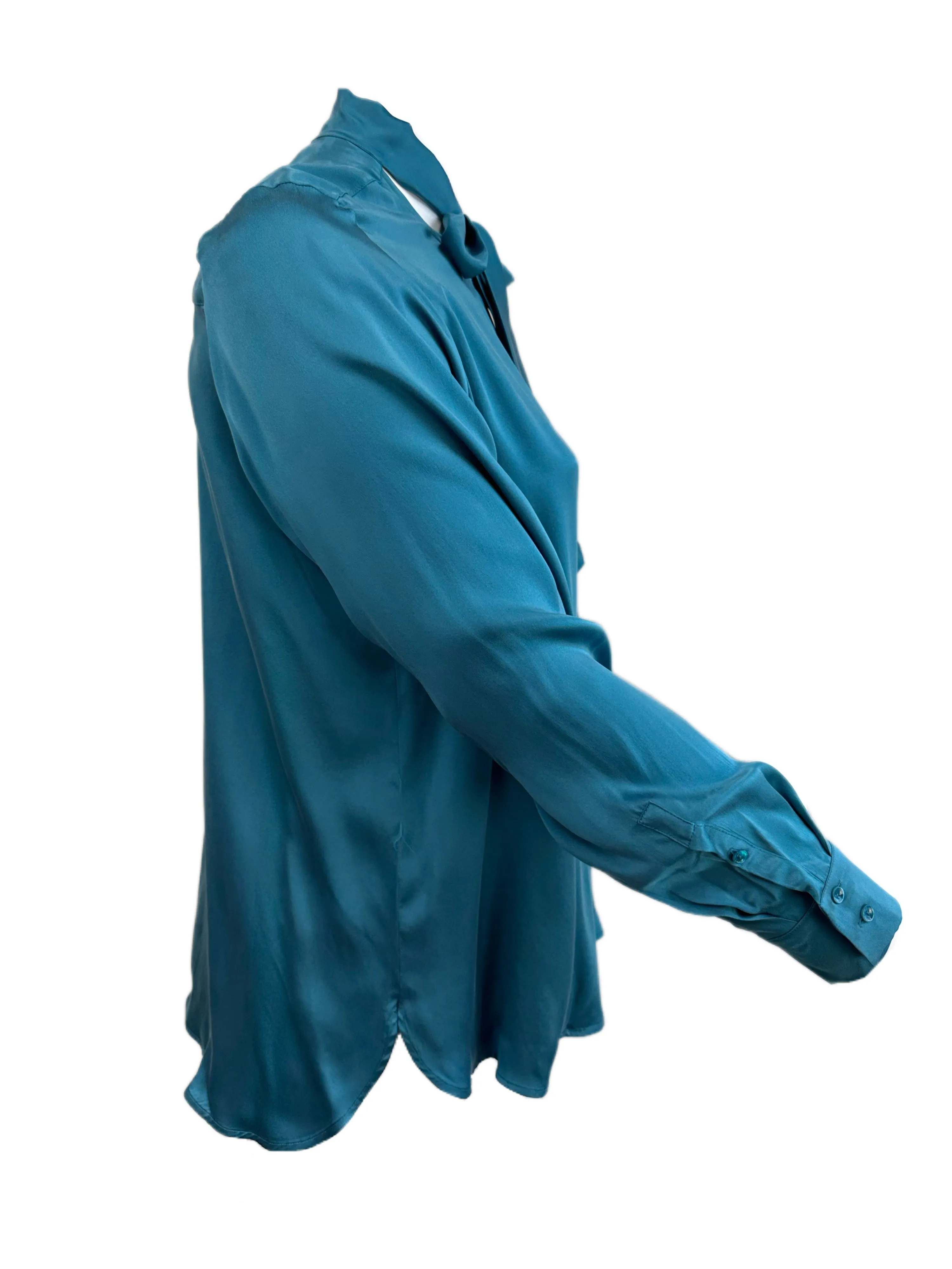 Marina Rinaldi Women's Aquamarine Blanche Button Down Blouse NWT