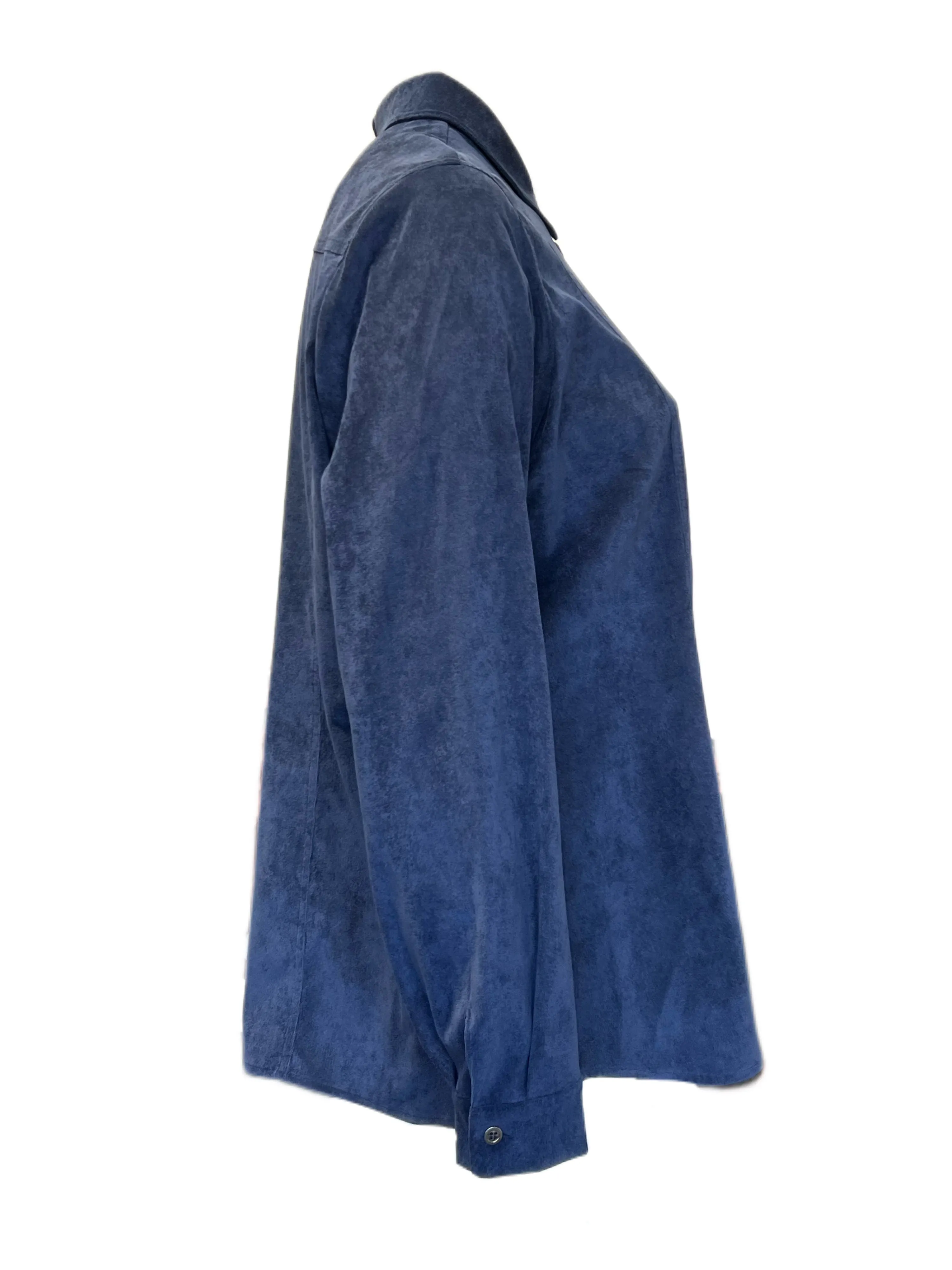 Marina Rinaldi Women's Blue Federica Button Down Shirt NWT