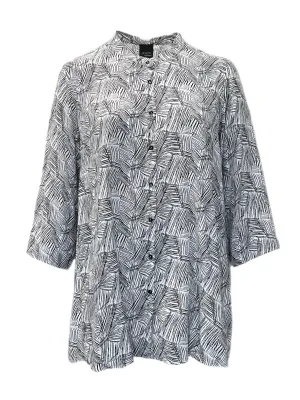 Marina Rinaldi Women's Grey Forza Button Closure Blouse NWT