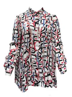 Marina Rinaldi Women's Red Barone Button Down Blouse NWT