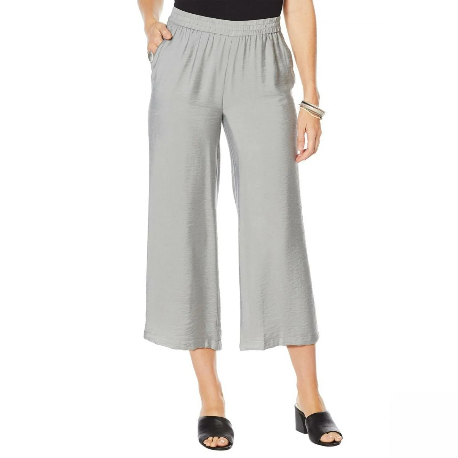 MarlaWynne WynneLayers Women's Cropped Malibu Wide Leg Pants With Pockets