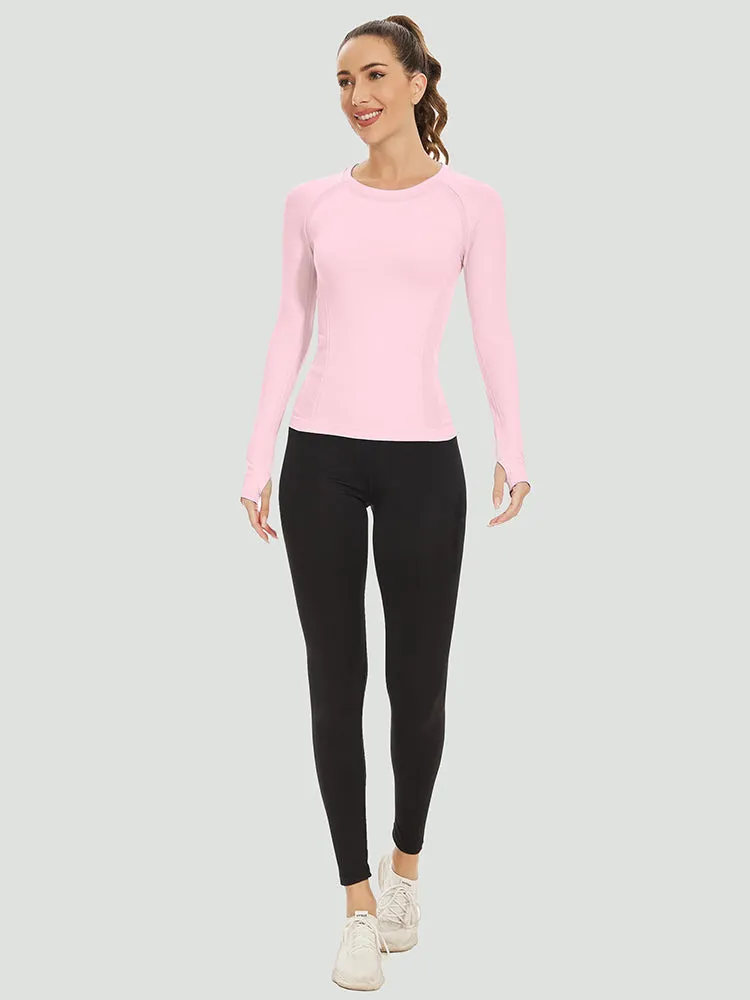MathCat Quick Dry Gym Athletic Long Sleeve Workout Shirts Lightpink