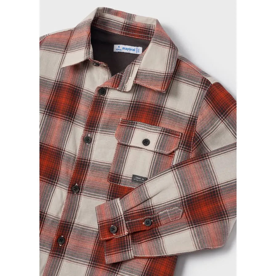 Mayoral Long Sleeve Checked Overshirt - Rust