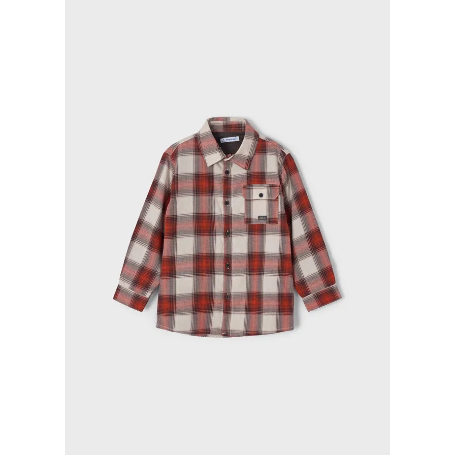 Mayoral Long Sleeve Checked Overshirt - Rust