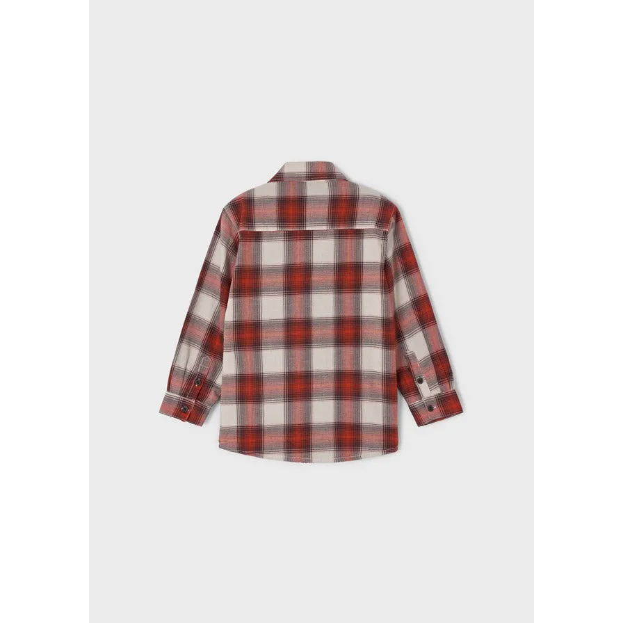 Mayoral Long Sleeve Checked Overshirt - Rust