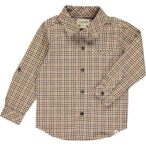 Me & Henry Atwood Woven Button Shirt - Navy/Gold Plaid