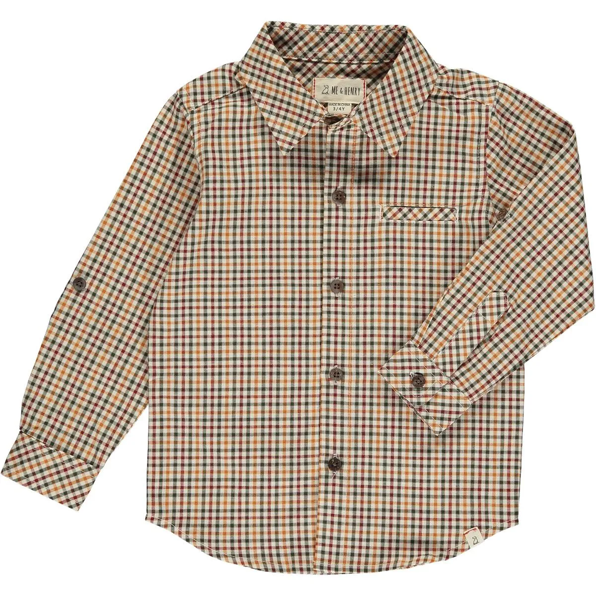 Me & Henry Atwood Woven Button Shirt - Navy/Gold Plaid