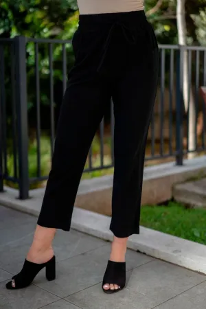 Meg Black Linen/Viscose Pant