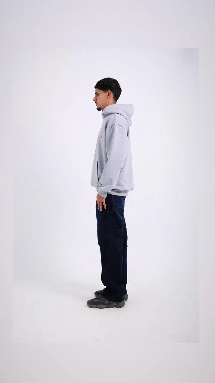 Melton Oversized Solid Hoodie - Heather Grey