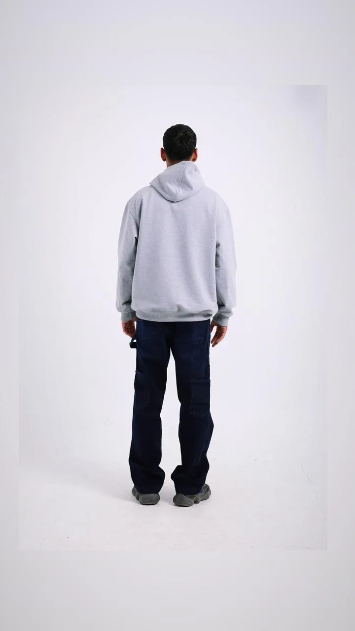 Melton Oversized Solid Hoodie - Heather Grey