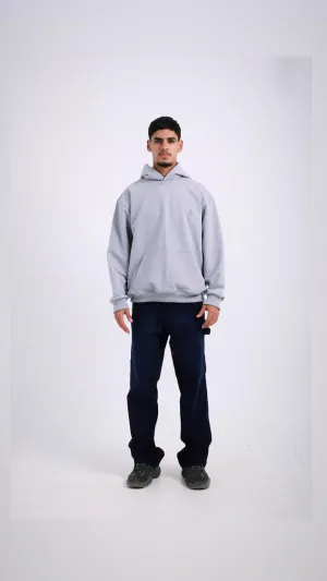 Melton Oversized Solid Hoodie - Heather Grey