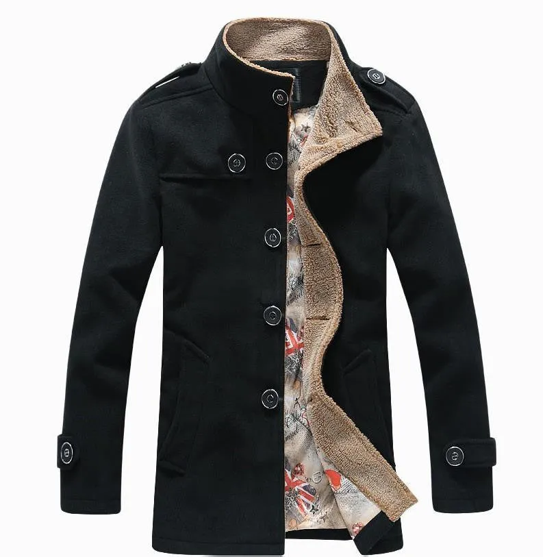 Men High Wool Blends Trench Coat Male Plus Size Thick Warm Jackets Coat, Size 5xl=us 3xl,g5181