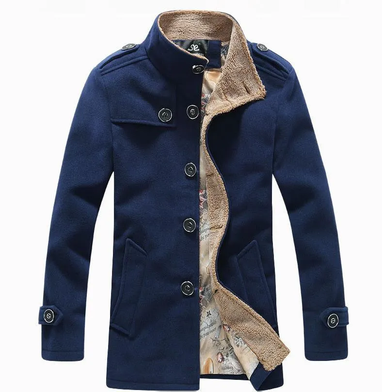 Men High Wool Blends Trench Coat Male Plus Size Thick Warm Jackets Coat, Size 5xl=us 3xl,g5181