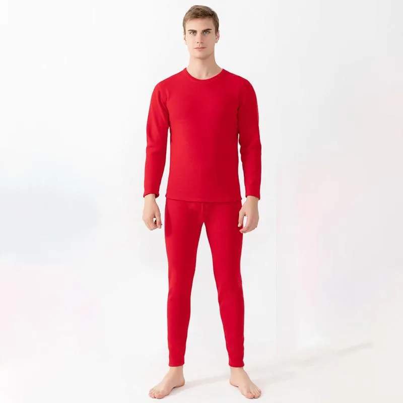 Men Winter Autumn Plus Velvet Thicken Thermal Underwear Tight Suit High Elasticity Wearable Comfortable Soft Lining O-neck Male Pajamas Long Sleeve