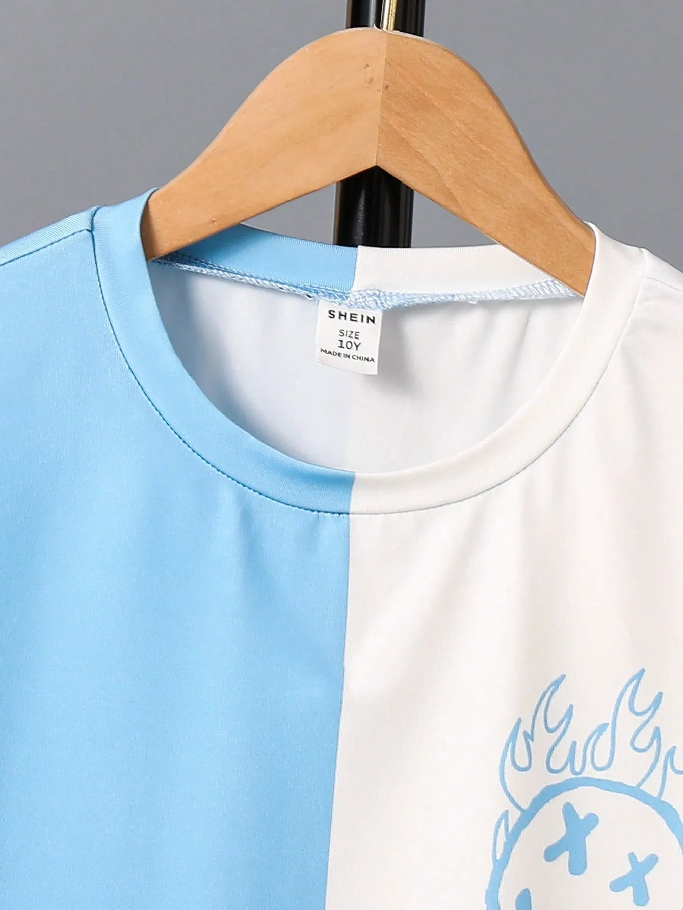 Men's color block t shirt| Boy Color-Block Expression Printed  T-Shirt