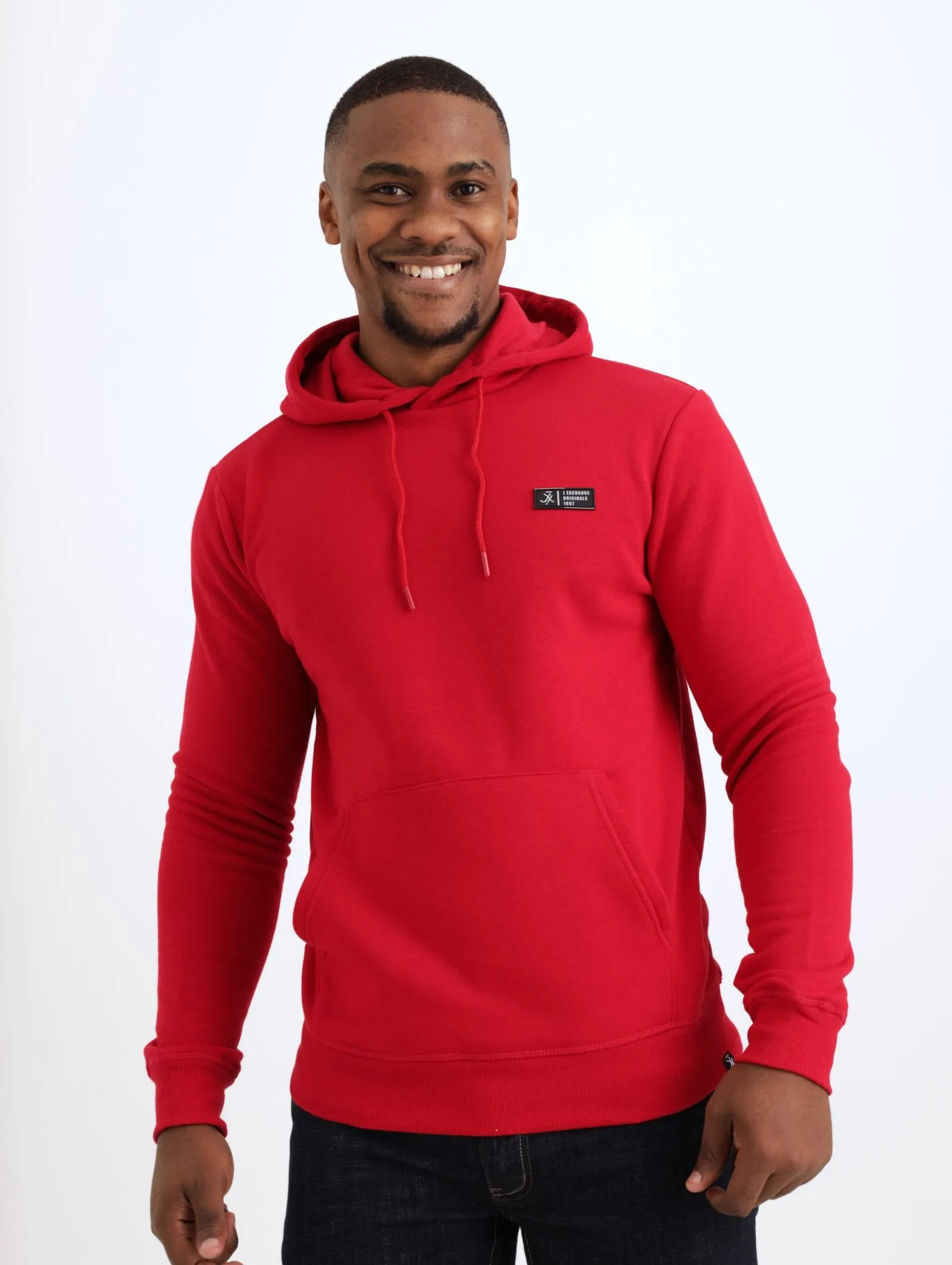 Men's Plain Hooded Fleece Track Top - Red