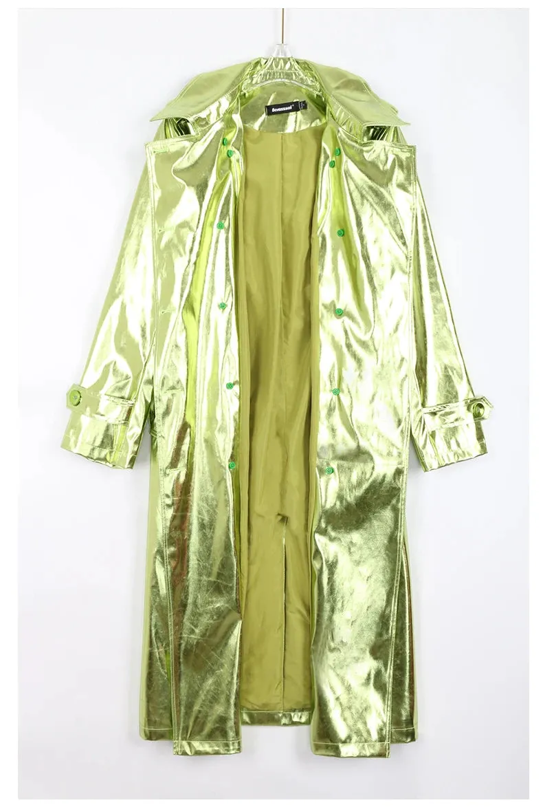 Metallic Long Trench Coat | Dreamofthe90s