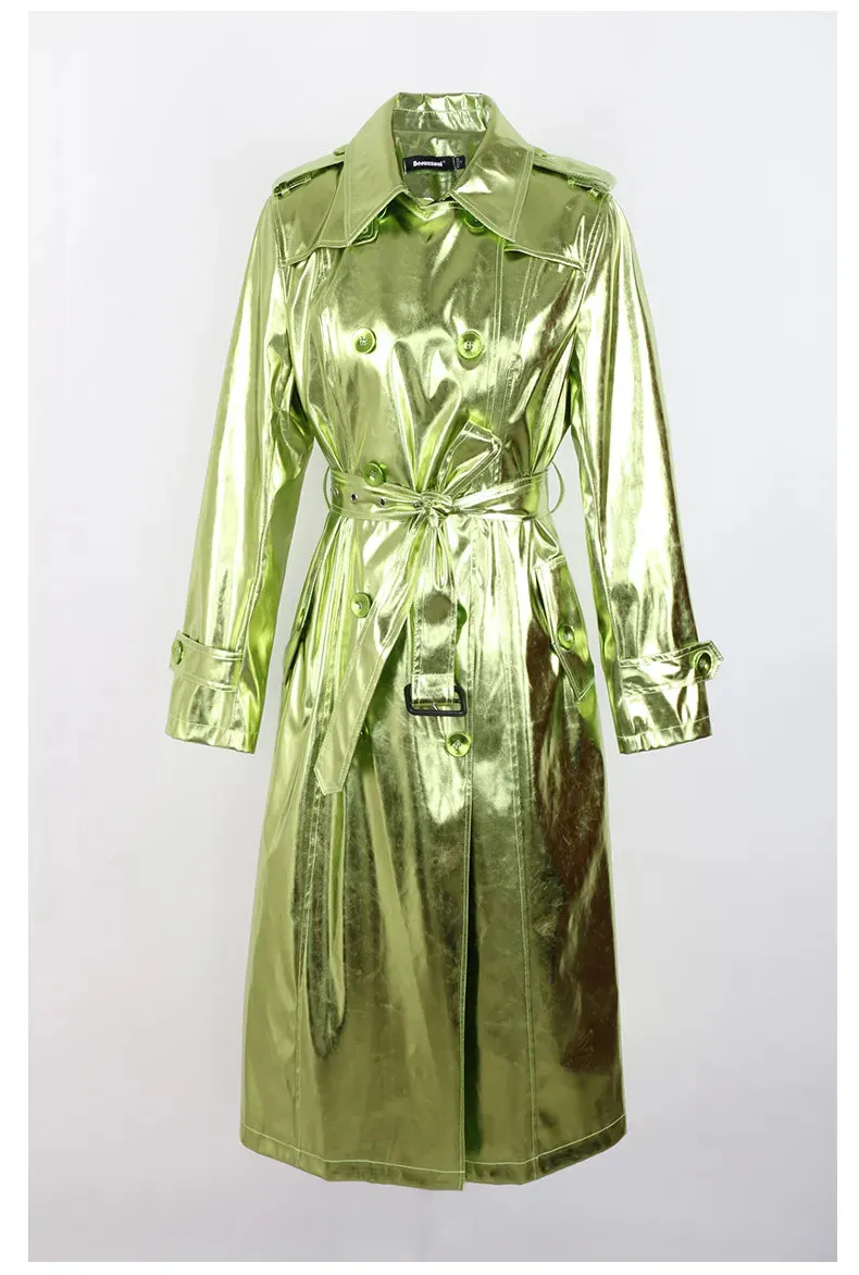 Metallic Long Trench Coat | Dreamofthe90s
