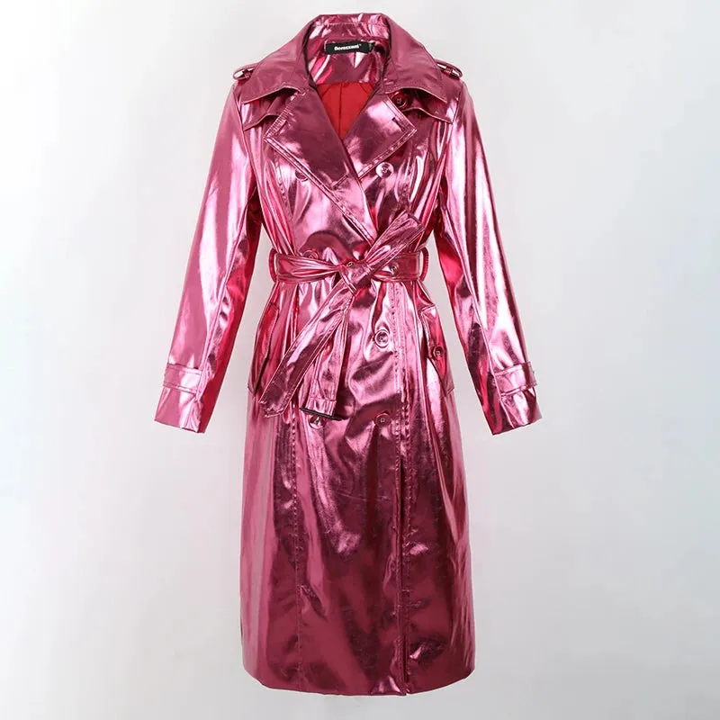 Metallic Long Trench Coat | Dreamofthe90s