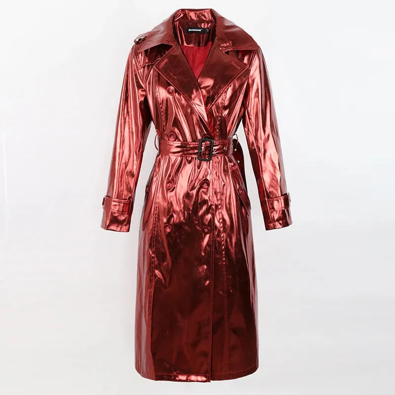Metallic Long Trench Coat | Dreamofthe90s