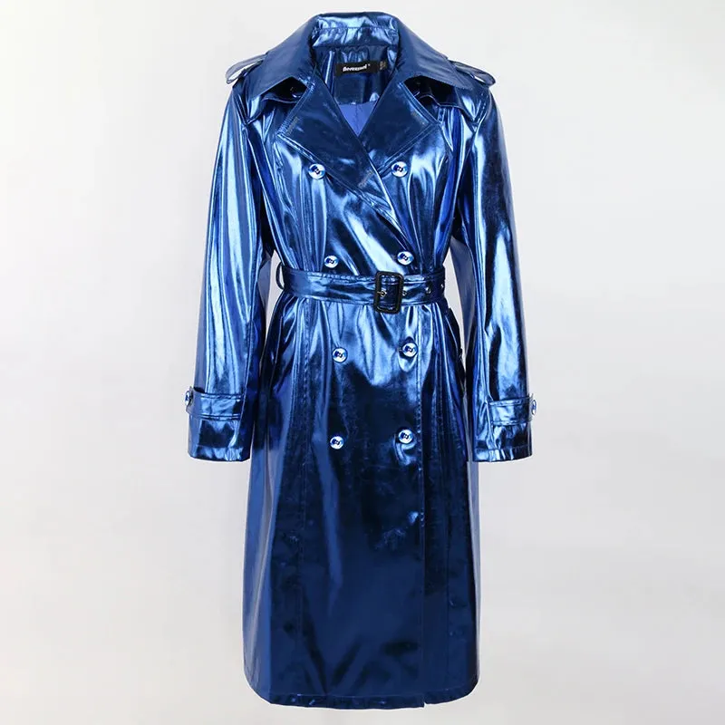 Metallic Long Trench Coat | Dreamofthe90s