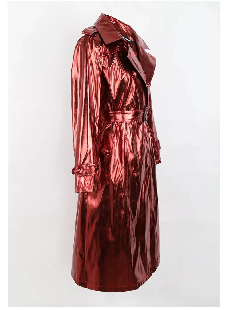 Metallic Long Trench Coat | Dreamofthe90s