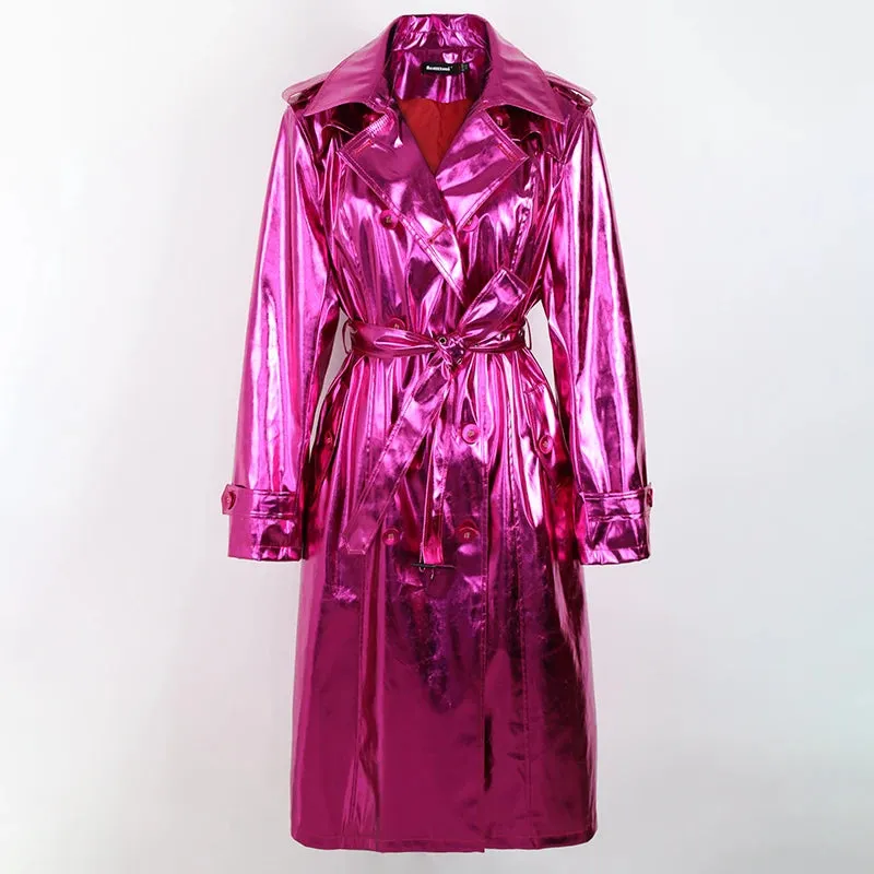 Metallic Long Trench Coat | Dreamofthe90s