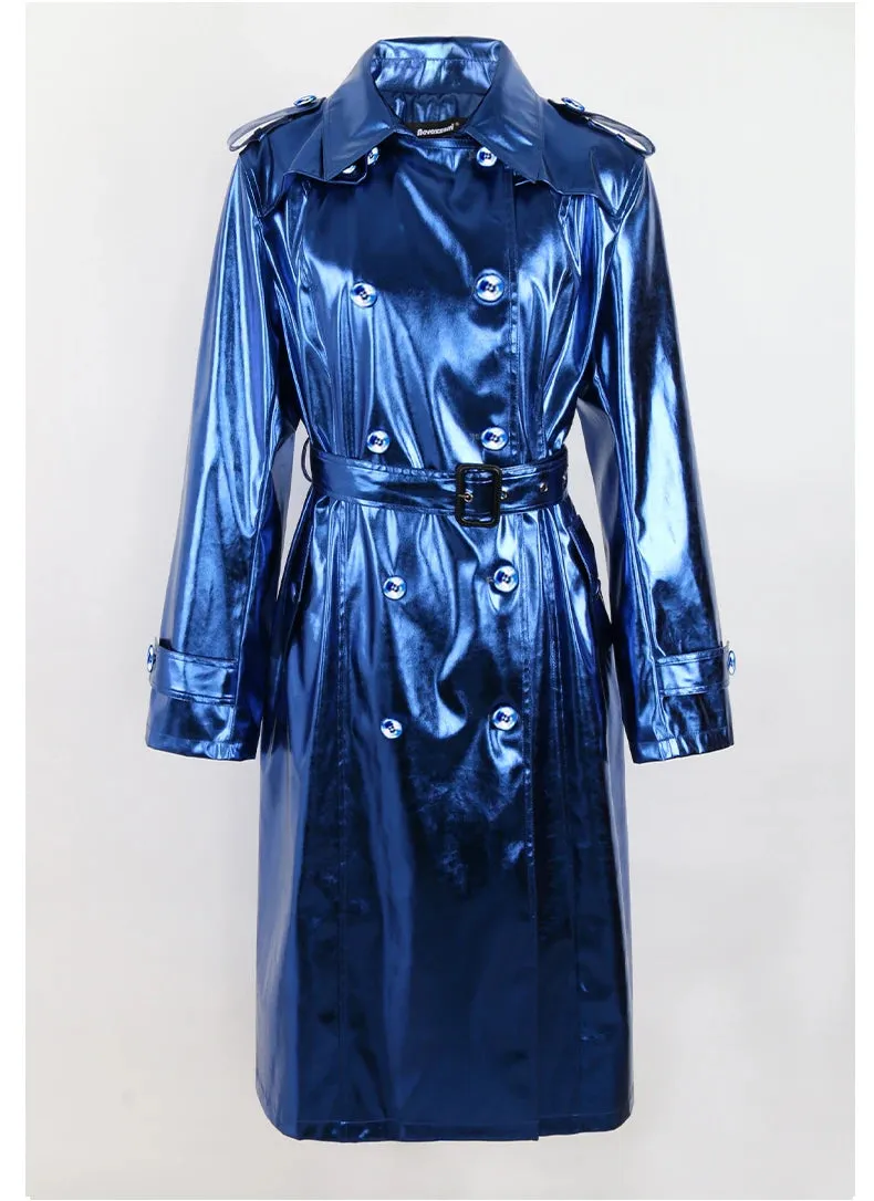 Metallic Long Trench Coat | Dreamofthe90s
