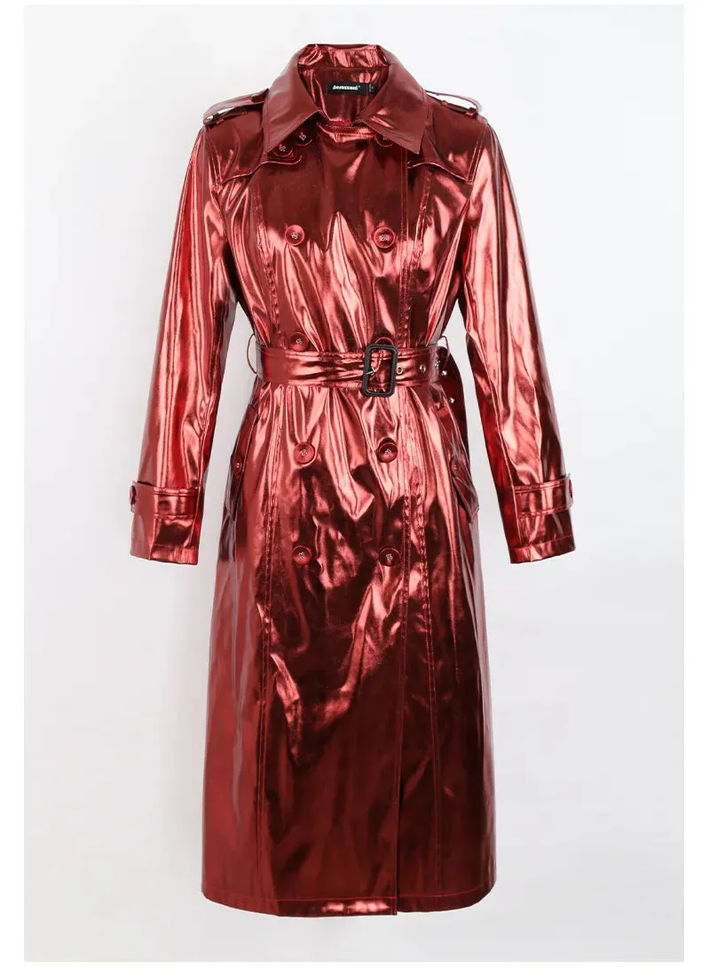 Metallic Long Trench Coat | Dreamofthe90s