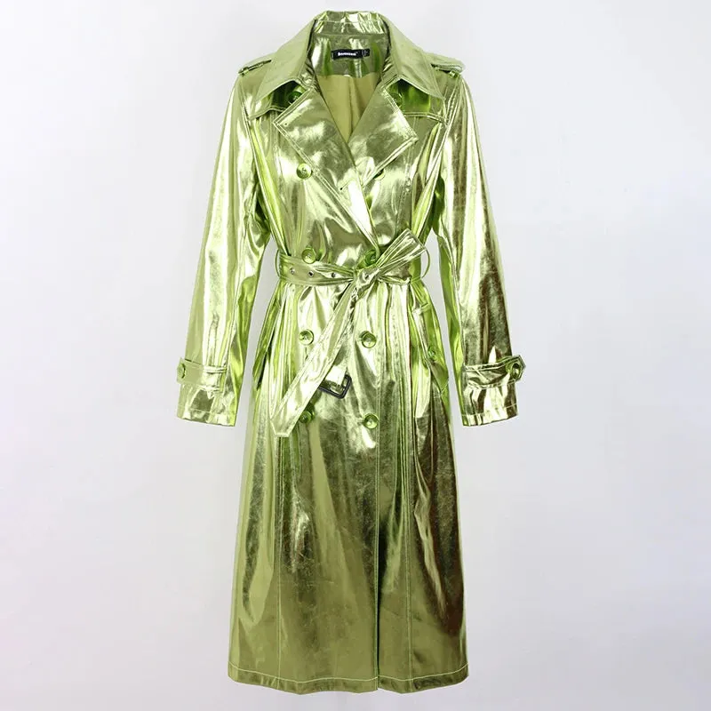 Metallic Long Trench Coat | Dreamofthe90s