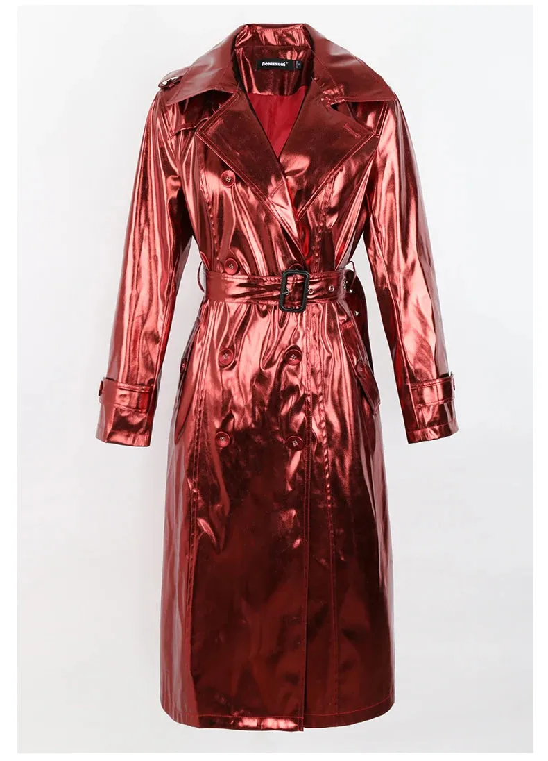 Metallic Long Trench Coat | Dreamofthe90s