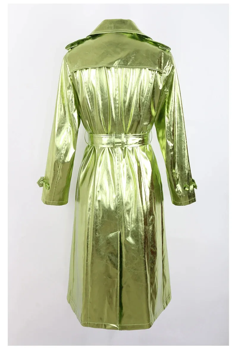 Metallic Long Trench Coat | Dreamofthe90s