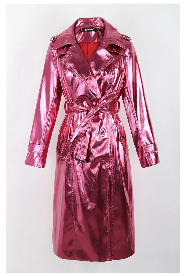 Metallic Long Trench Coat | Dreamofthe90s