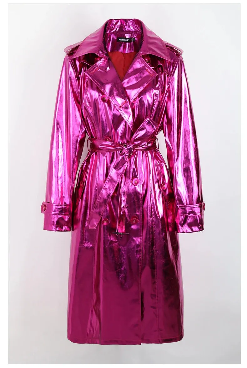 Metallic Long Trench Coat | Dreamofthe90s