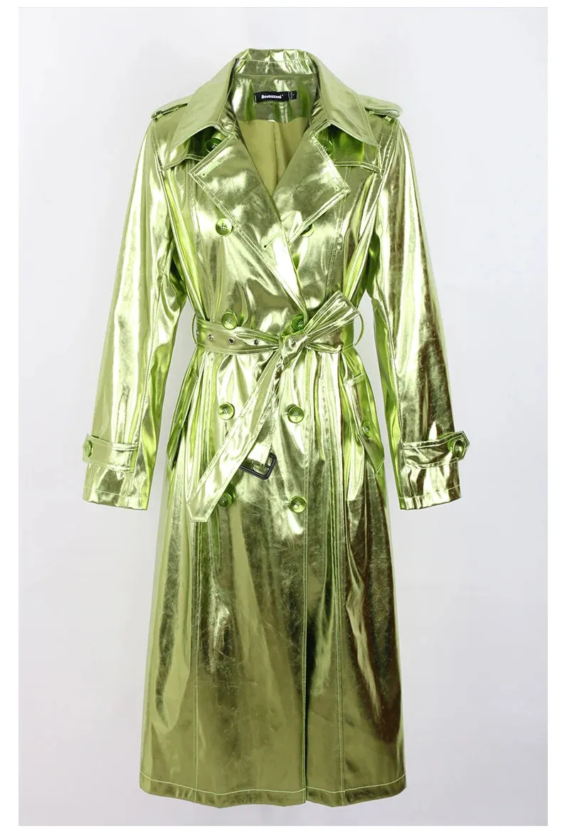 Metallic Long Trench Coat | Dreamofthe90s