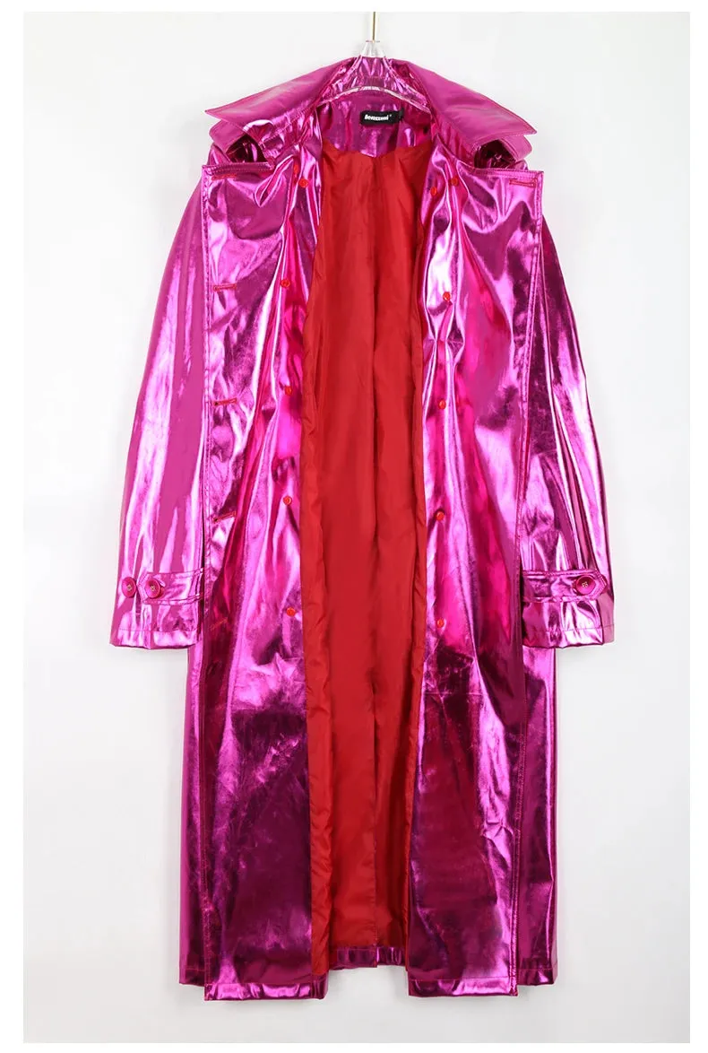 Metallic Long Trench Coat | Dreamofthe90s
