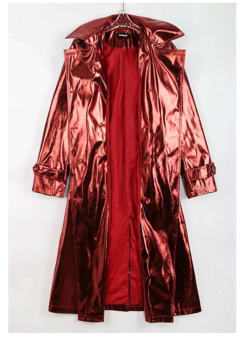 Metallic Long Trench Coat | Dreamofthe90s