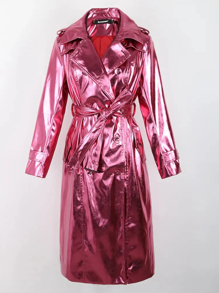 Metallic Long Trench Coat | Dreamofthe90s