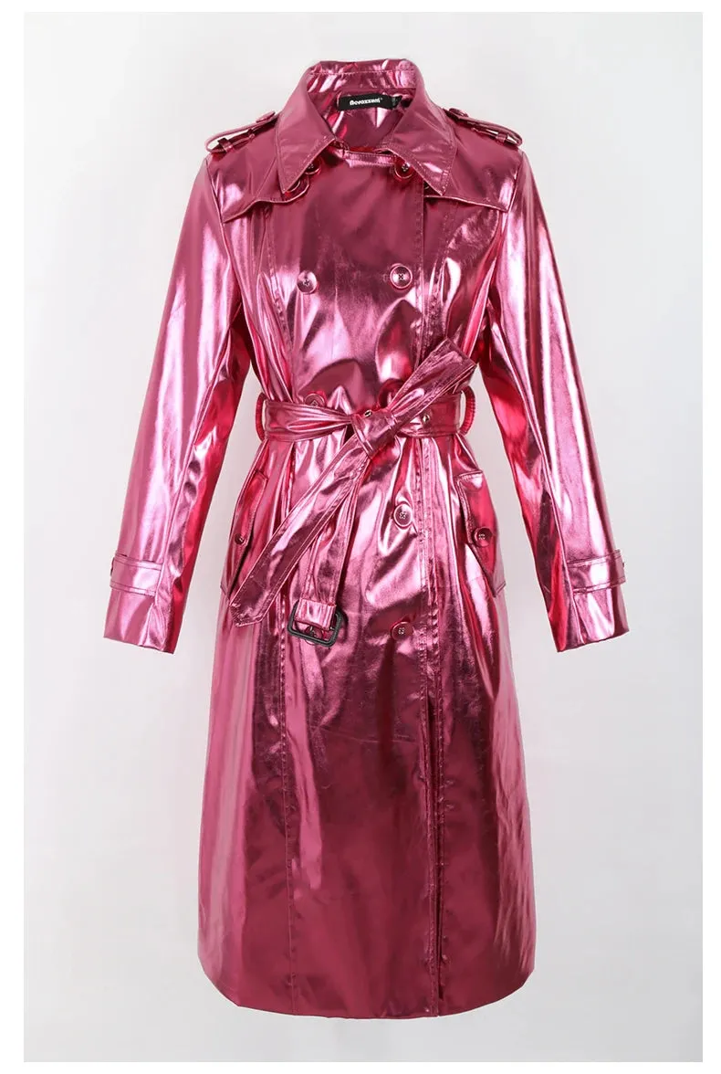 Metallic Long Trench Coat | Dreamofthe90s
